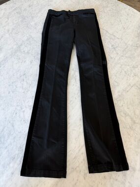 PAIGE Manhattan Bootcut Black Velvet Trim Pants Size 28 Hardly Worn!